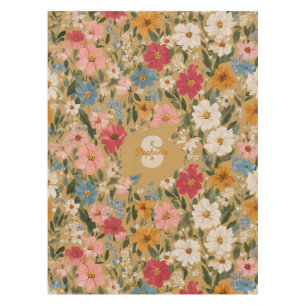 Vintage Colourful Daisy Pattern - Mustard Tablecloth