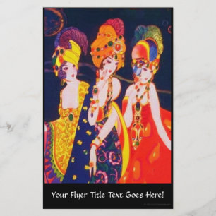 Vintage Colourful Deco Women with Jewellery Flyer