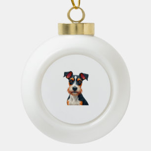 Vintage Colourful Dog Portrait Illustration Retro  Ceramic Ball Christmas Ornament