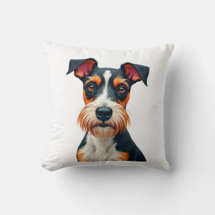 Vintage Colourful Dog Portrait Illustration Retro Cushion