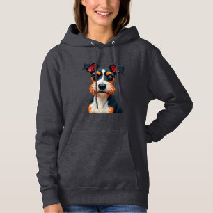 Vintage Colourful Dog Portrait Illustration Retro Hoodie
