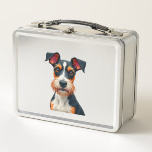 Vintage Colourful Dog Portrait Illustration Retro  Metal Lunch Box