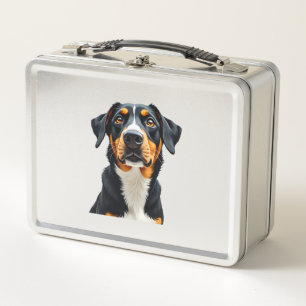 Vintage Colourful Dog Portrait Illustration Retro Metal Lunch Box