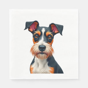Vintage Colourful Dog Portrait Illustration Retro  Napkin