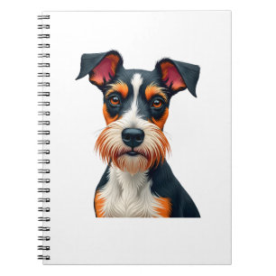 Vintage Colourful Dog Portrait Illustration Retro Notebook