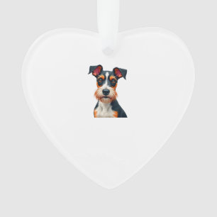 Vintage Colourful Dog Portrait Illustration Retro  Ornament