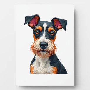 Vintage Colourful Dog Portrait Illustration Retro  Plaque