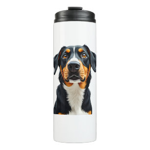 Vintage Colourful Dog Portrait Illustration Retro Thermal Tumbler