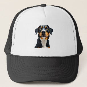Vintage Colourful Dog Portrait Illustration Retro  Trucker Hat