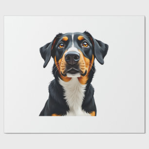 Vintage Colourful Dog Portrait Illustration Retro Wrapping Paper