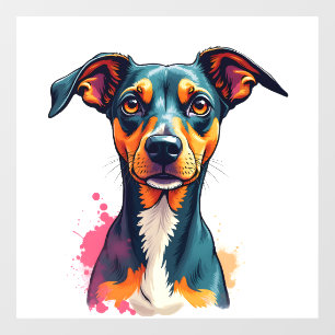 Vintage Colourful Dog Portrait Pop Art Illustratio