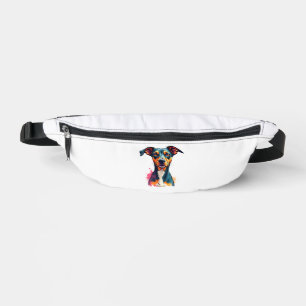 Vintage Colourful Dog Portrait Pop Art Illustratio Bum Bags