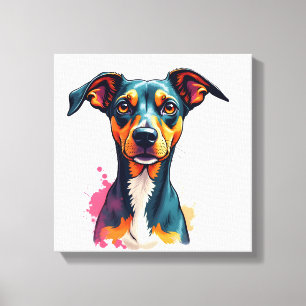 Vintage Colourful Dog Portrait Pop Art Illustratio Canvas Print