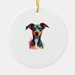 Vintage Colourful Dog Portrait Pop Art Illustratio Ceramic Tree Decoration