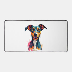 Vintage Colourful Dog Portrait Pop Art Illustratio Desk Mat