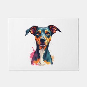 Vintage Colourful Dog Portrait Pop Art Illustratio Doormat