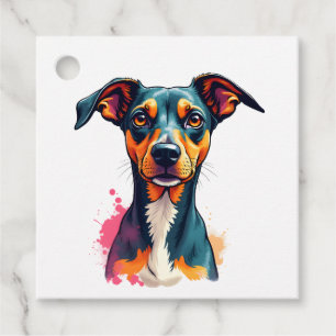 Vintage Colourful Dog Portrait Pop Art Illustratio Favour Tags