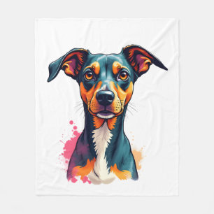 Vintage Colourful Dog Portrait Pop Art Illustratio Fleece Blanket