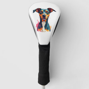 Vintage Colourful Dog Portrait Pop Art Illustratio Golf Head Cover