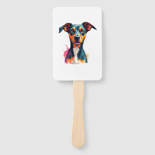 Vintage Colourful Dog Portrait Pop Art Illustratio Hand Fan