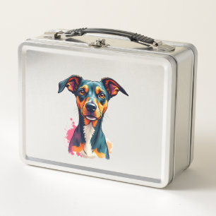 Vintage Colourful Dog Portrait Pop Art Illustratio Metal Lunch Box