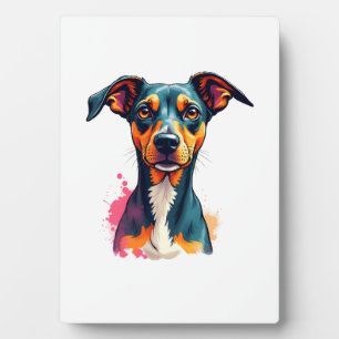 Vintage Colourful Dog Portrait Pop Art Illustratio Plaque