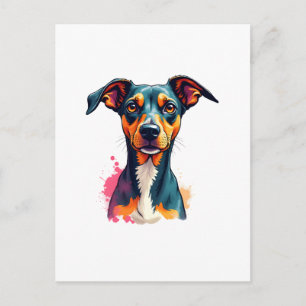 Vintage Colourful Dog Portrait Pop Art Illustratio Postcard