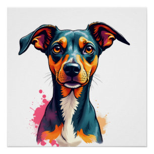 Vintage Colourful Dog Portrait Pop Art Illustratio Poster