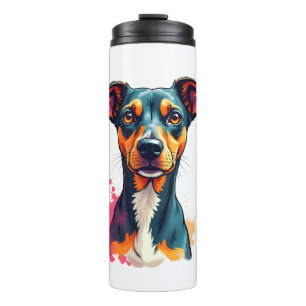 Vintage Colourful Dog Portrait Pop Art Illustratio Thermal Tumbler
