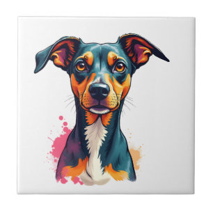 Vintage Colourful Dog Portrait Pop Art Illustratio Tile