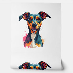 Vintage Colourful Dog Portrait Pop Art Illustratio Wallpaper