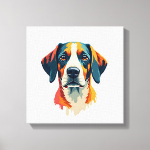Vintage Colourful Dog Portrait Pop Art Style Pet I Canvas Print