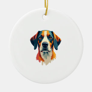 Vintage Colourful Dog Portrait Pop Art Style Pet I Ceramic Tree Decoration