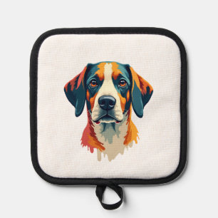 Vintage Colourful Dog Portrait Pop Art Style Pet I Pot Holder