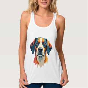 Vintage Colourful Dog Portrait Pop Art Style Pet I Singlet