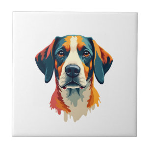 Vintage Colourful Dog Portrait Pop Art Style Pet I Tile