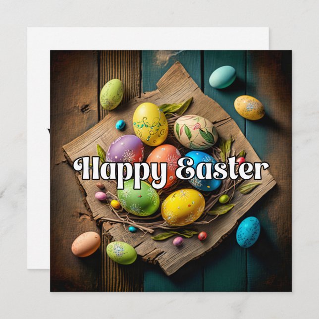 Vintage Colourful Easter Egg Collage Card (Front/Back)