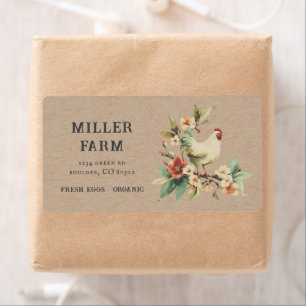 Vintage Colourful Floral Chicken Egg Carton Label