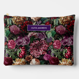 Vintage colourful Floral monogrammed  Accessory Pouch
