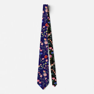 Vintage Colourful Floral Pattern VCFP2301.DBlue BG Tie