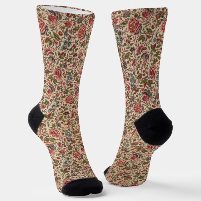 Vintage Colourful Floral Print Socks (Angled)