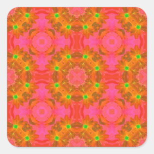 Vintage Colourful Floral Retro Seamless Abstract Square Sticker