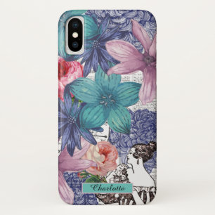 Vintage Colourful Floral Your name Case-Mate iPhone Case