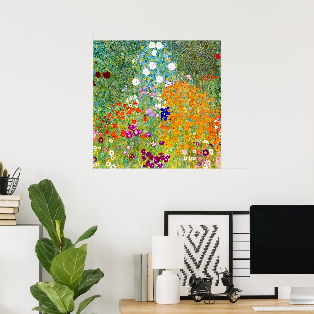 Vintage Colourful Flower Garden by Gustav Klimt  Poster (Home Office)