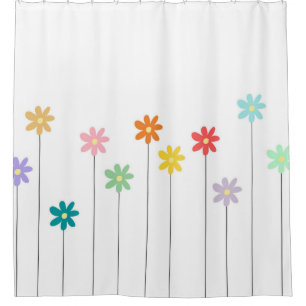 Vintage Colourful Flower Shower Curtain