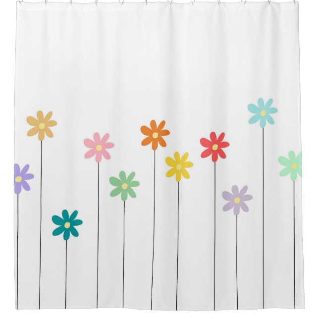 Vintage Colourful Flower Shower Curtain (Front)