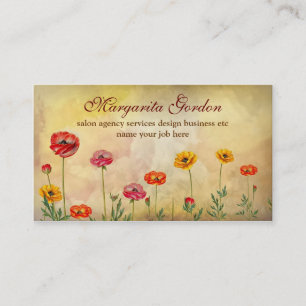 vintage colourful flowers business cards