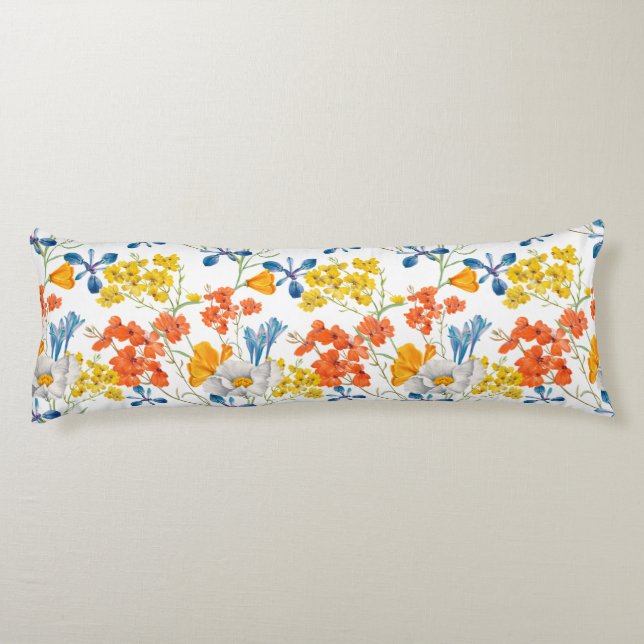 Vintage Colourful Flowers Pattern Body Cushion (Back)
