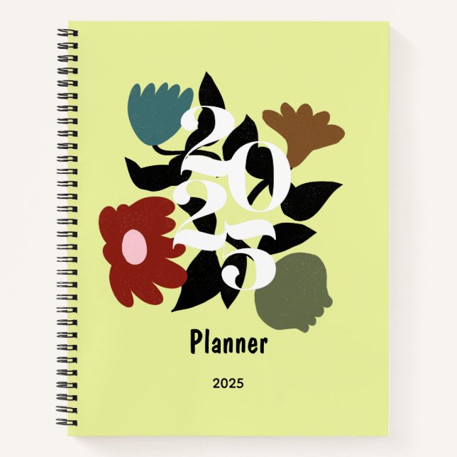 Vintage Colourful Flowers Personalised Planner  Notebook (Front)