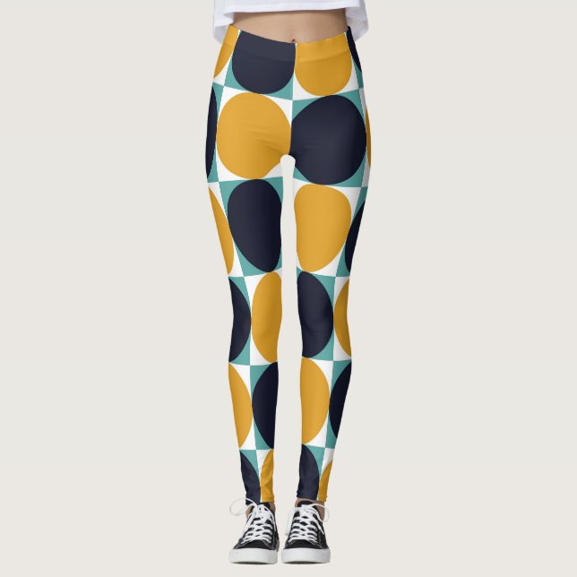 Vintage colourful geometry: circle pattern. leggings (Front)